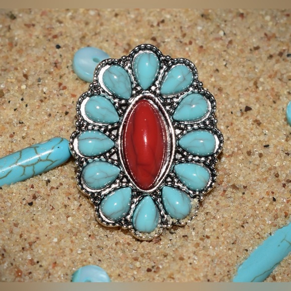 Oversized Faux Turquoise Stone Ring - Picture 1 of 3